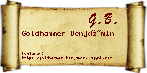 Goldhammer Benjámin névjegykártya